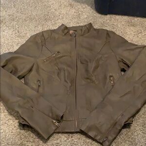 💫mine | Taupe Faux Leather Utility Jacket Size S